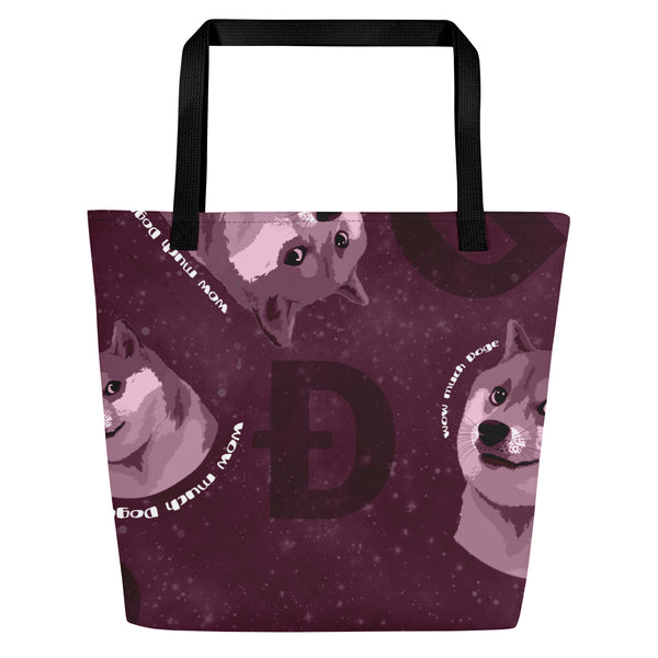 What goes down must come up! #DOGE | All-Over Print Large Tote Bag