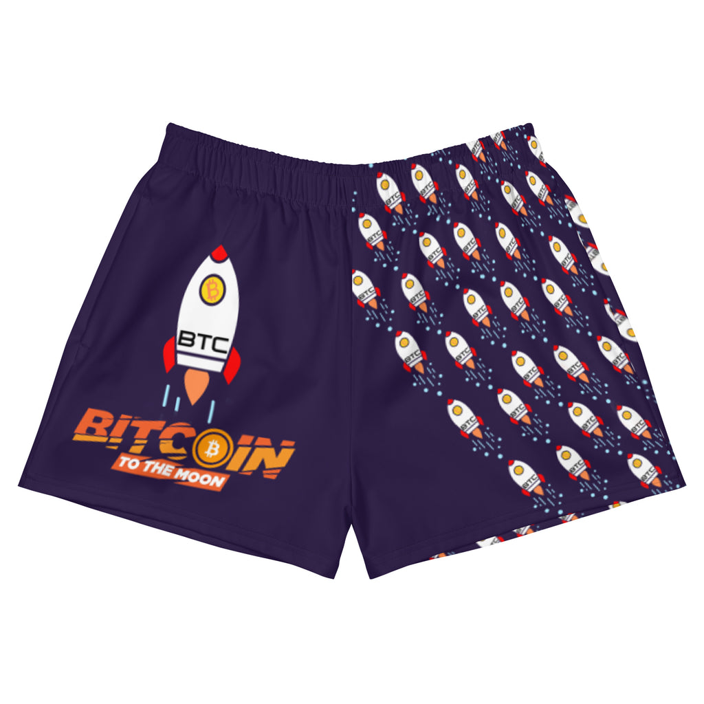 Bitcoin Rocket To The Moon | Women's Athletic Short Shorts