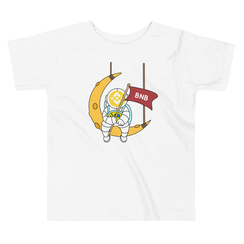 Binance BNB Astronaut Sitting On The Moon | Toddler Short Sleeve Tee