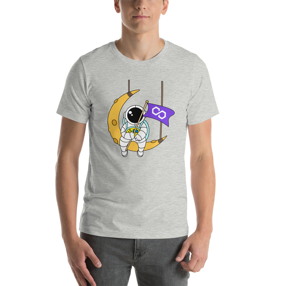 Sitting On The Moon with the Polygon Flag | Unisex t-shirt
