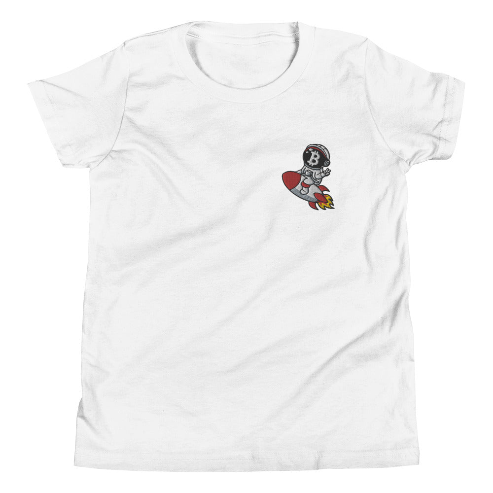 Bitcoin Astronaut Buddy Rocketship | Embroidered Youth T-Shirt