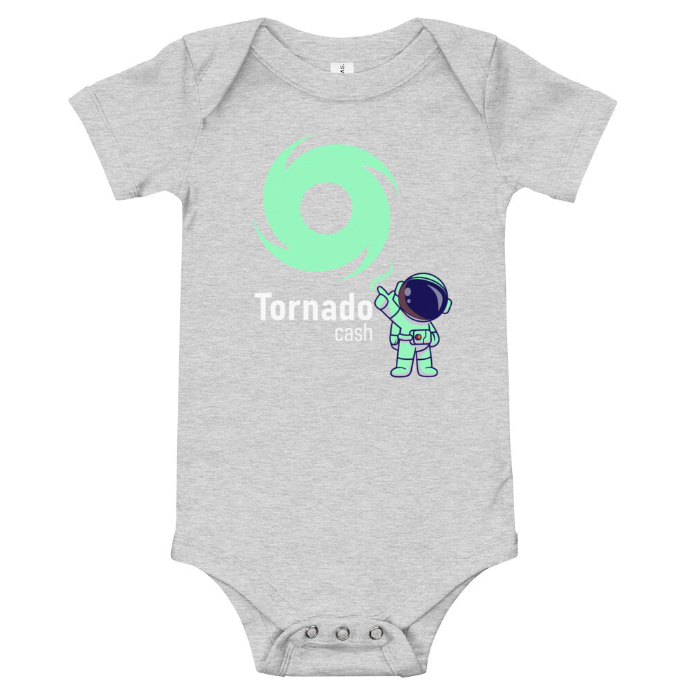Astronaut with the Tornado Crypto Moon | Baby short sleeve one piece