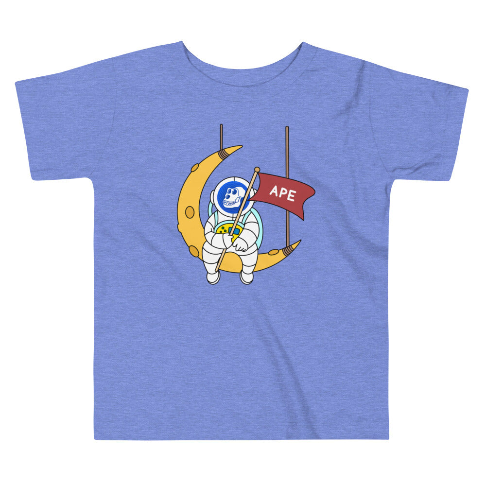 APE Coin Astronaut Sitting On The Moon | Toddler Short Sleeve Tee