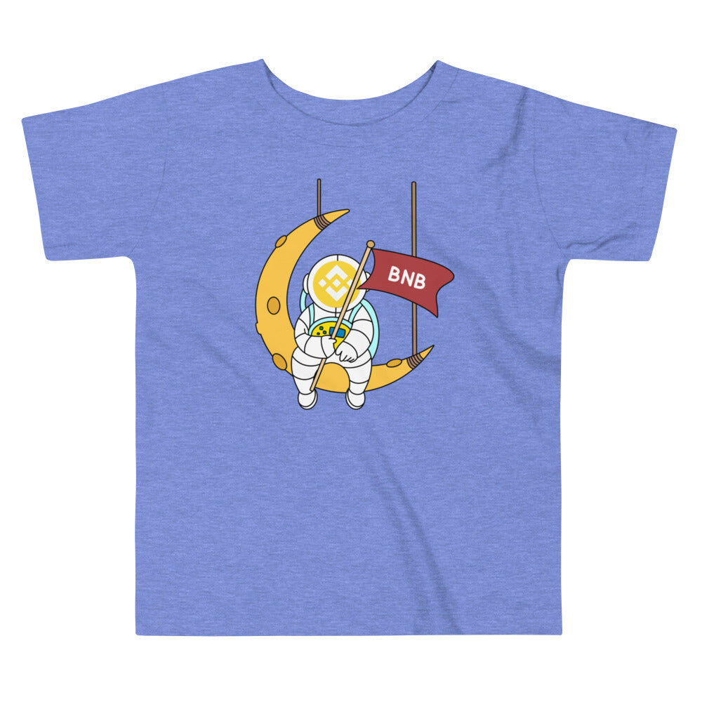 Binance BNB Astronaut Sitting On The Moon | Toddler Short Sleeve Tee