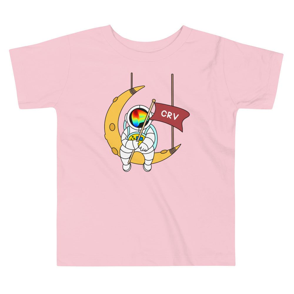 Curve DAO Token Astronaut Sitting On The Moon | Toddler Short Sleeve Tee
