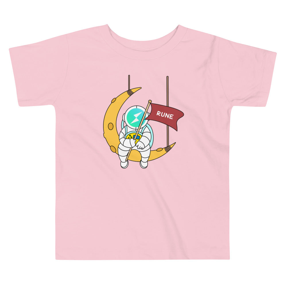 RUNE Thorchain Astronaut Sitting On The Moon | Toddler Short Sleeve Tee