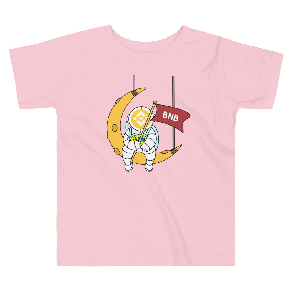 Binance BNB Astronaut Sitting On The Moon | Toddler Short Sleeve Tee