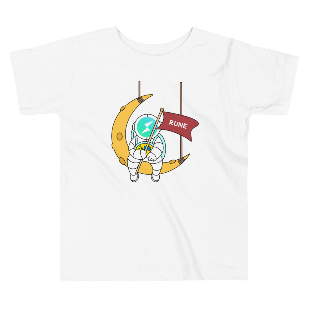 RUNE Thorchain Astronaut Sitting On The Moon | Toddler Short Sleeve Tee