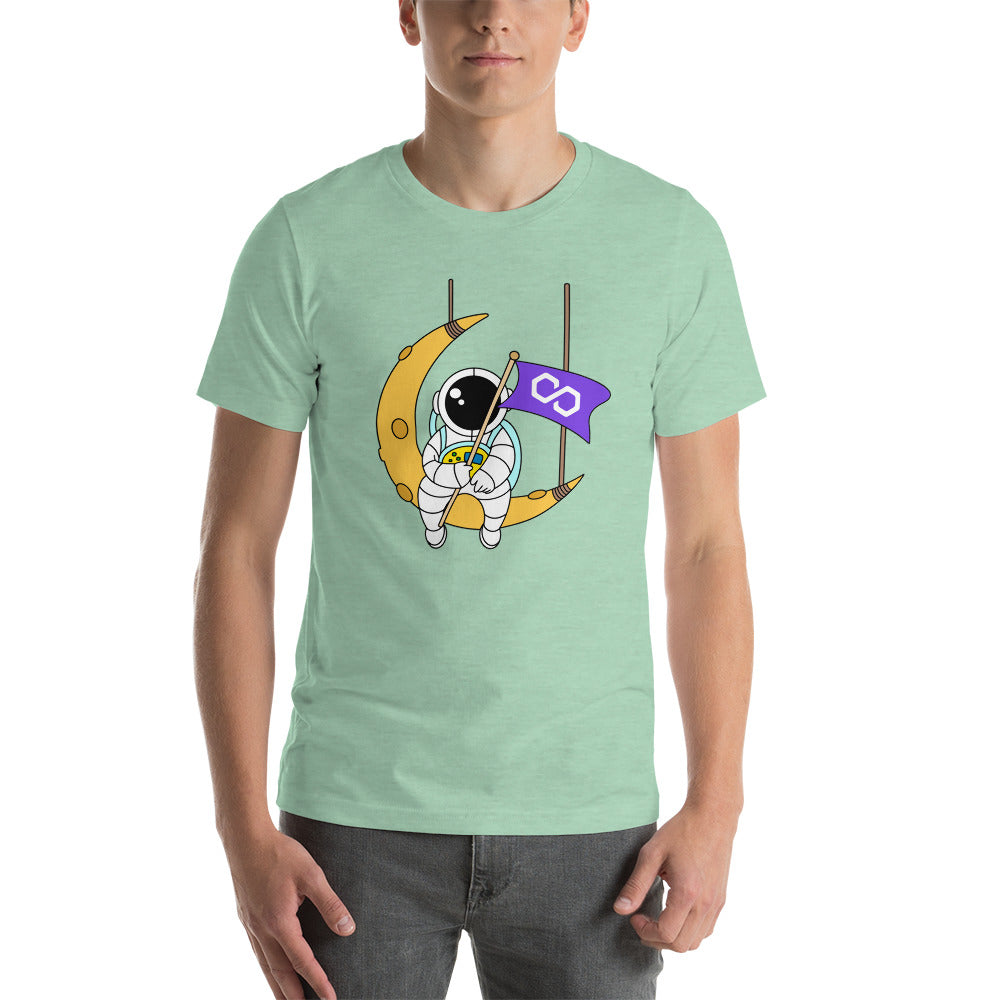 Sitting On The Moon with the Polygon Flag | Unisex t-shirt
