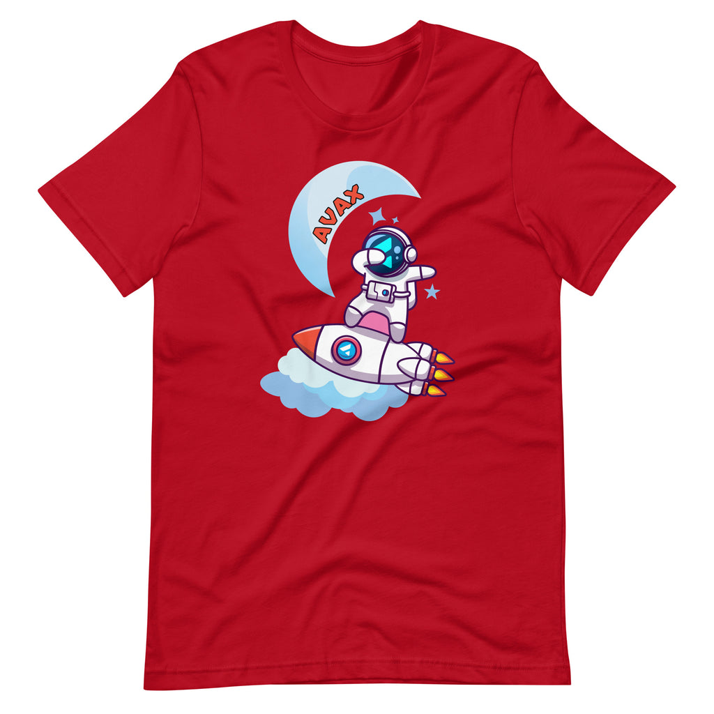 Cool AVAX Astronaut on Avalanche Rocketship | Unisex t-shirt