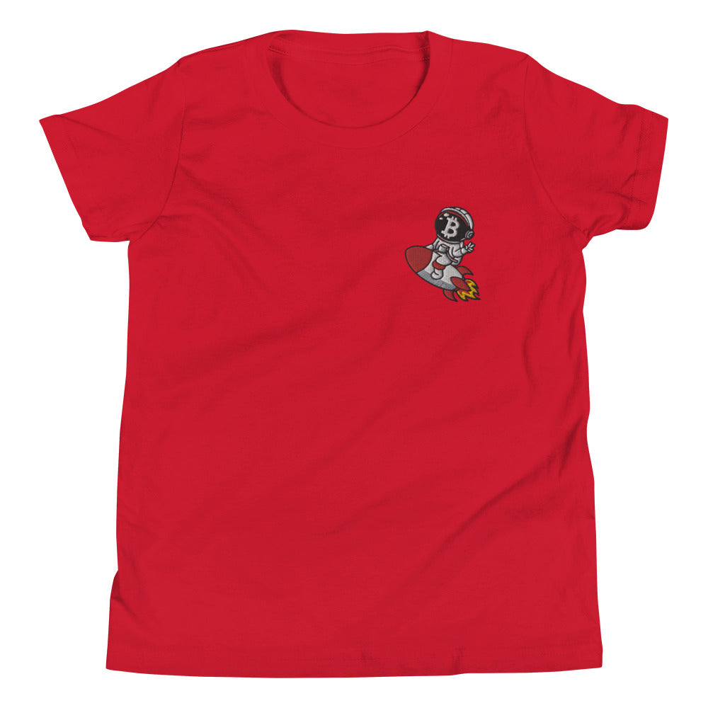 Bitcoin Astronaut Buddy Rocketship | Embroidered Youth T-Shirt